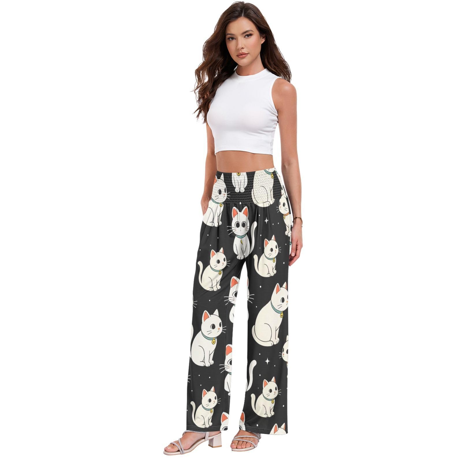 FRODOTGV Cat Duo - Pantaloni da yoga da donna, morbidi, per uso quotidiano e casa