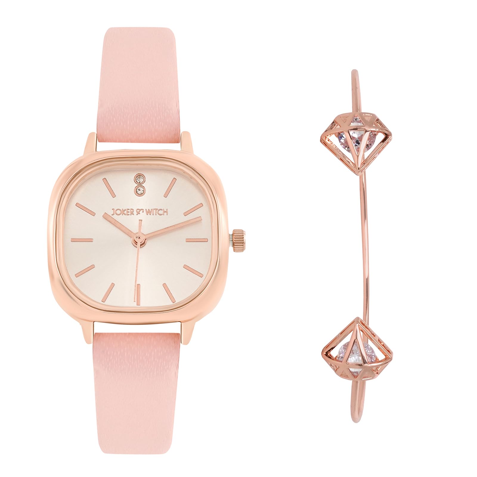 Joker & Witch Leather Women Joker&Witch Manhattan Analogue Watch Bracelet Stack, White Dial, Pink Band (B0CCVY63HY) Amazon Price History, Amazon Price Tracker