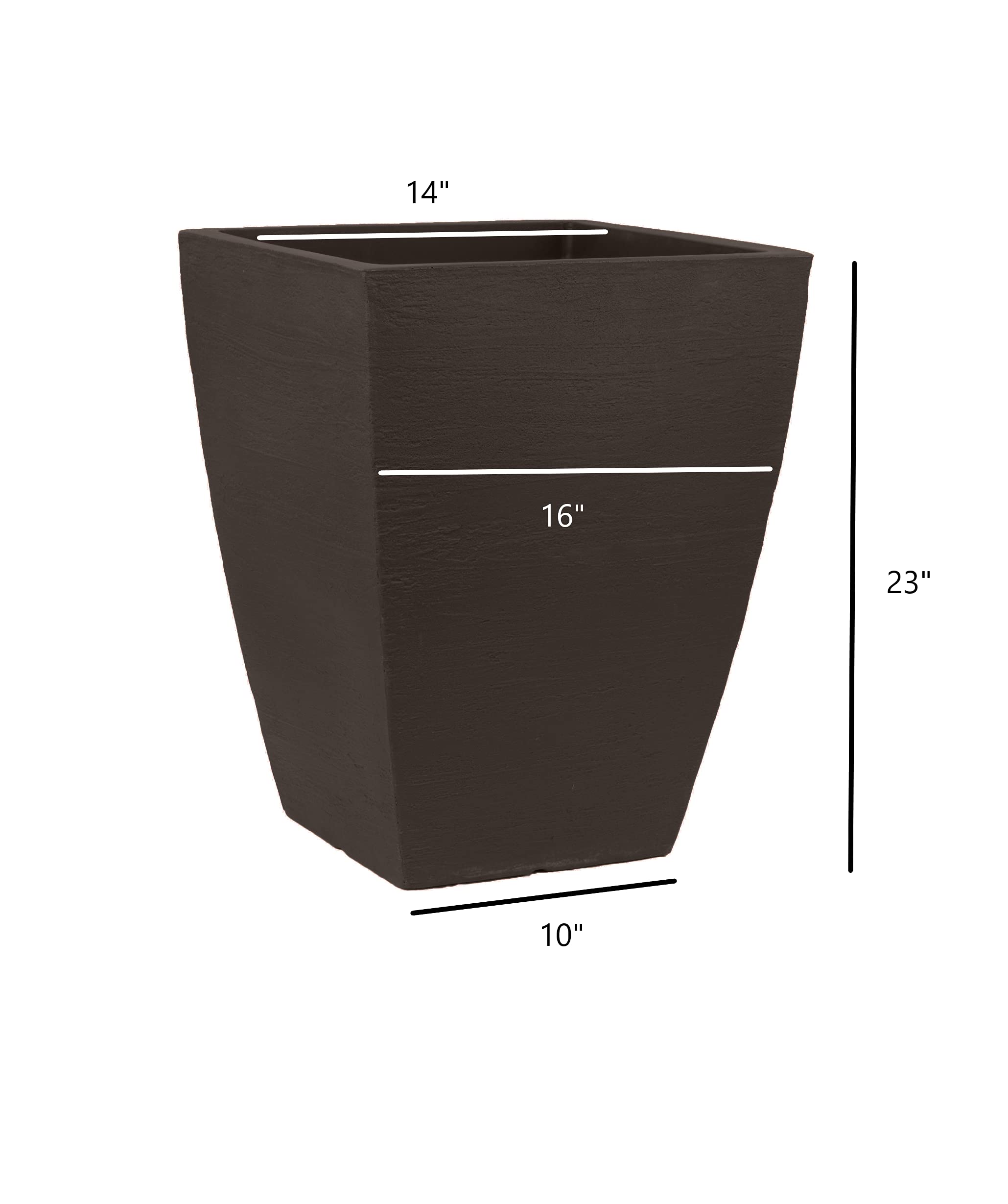 Tusco Products Moderner Quadratischer Garten-Übertopf – 50,8 Cm (20 Zoll), Espresso, Aus Robustem Kunststoff