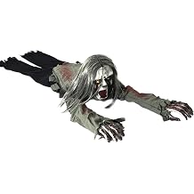 Crawling Zombie Scary Bloody Zombie Decorations with Long Hair Sound Activated Foldable Bendable Animatronics for Yard, Haunted House, Party, Bar Halloween Decor
