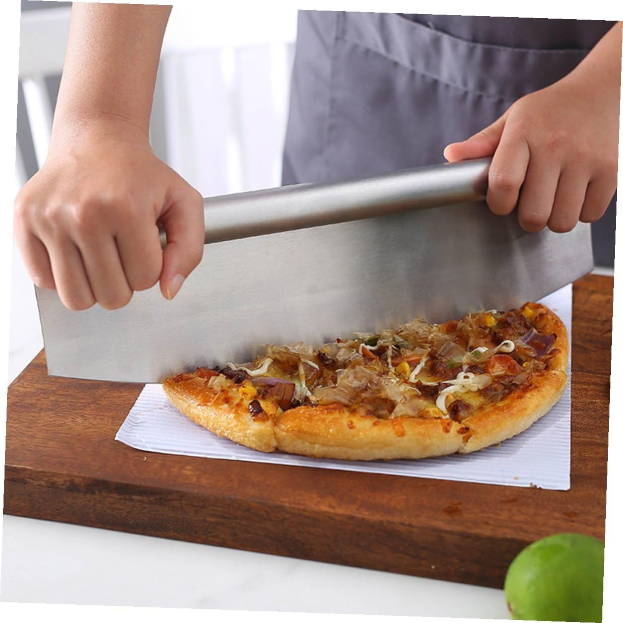 Homoyoyo Pizza Cutter and Stainless Steel Pizza Peel Set Multifunctional Semi-circular Blade with Pp Handle and Transfer Tool for Baking and Serving