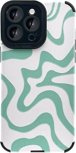 INJPCUCA Funda compatible con iPhone 14 Pro para mujer, diseño de ondas blancas y verdes, delgada, protectora a prueba de golpes, funda trasera de INJPCUCA Funda compatible con iPhone 14 Pro para mujer, diseño de ondas blancas y verdes, delgada, protectora a prueba de golpes, funda trasera de