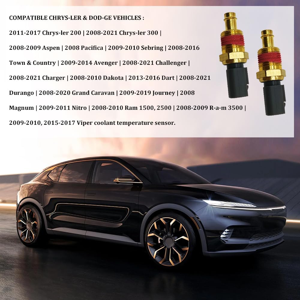 Engine Coolant Temperature Sensor, Temperature Sensor for Car, 5149077AB Automotive Replacement Coolant Temperature Sensors, Coolant Temp Sensor for Chrysler Grand Cherokee J-eep Wrangler