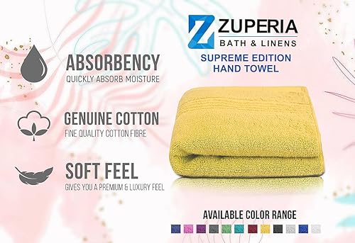 Miniatura 4 de ZUPERIA Supreme Edition Toallas de mano  16 x 28 pulgadas  Toallas de mano extra grandes 100% algodón sin pelusas, altamente absorbentes y súper