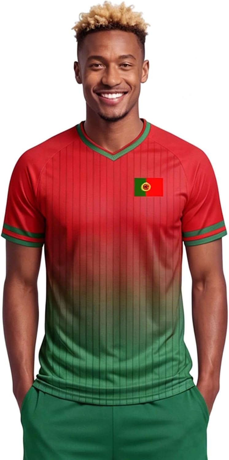 2026 Men's Sublimation Portugal Flag Football Shirt Soccer Jersey