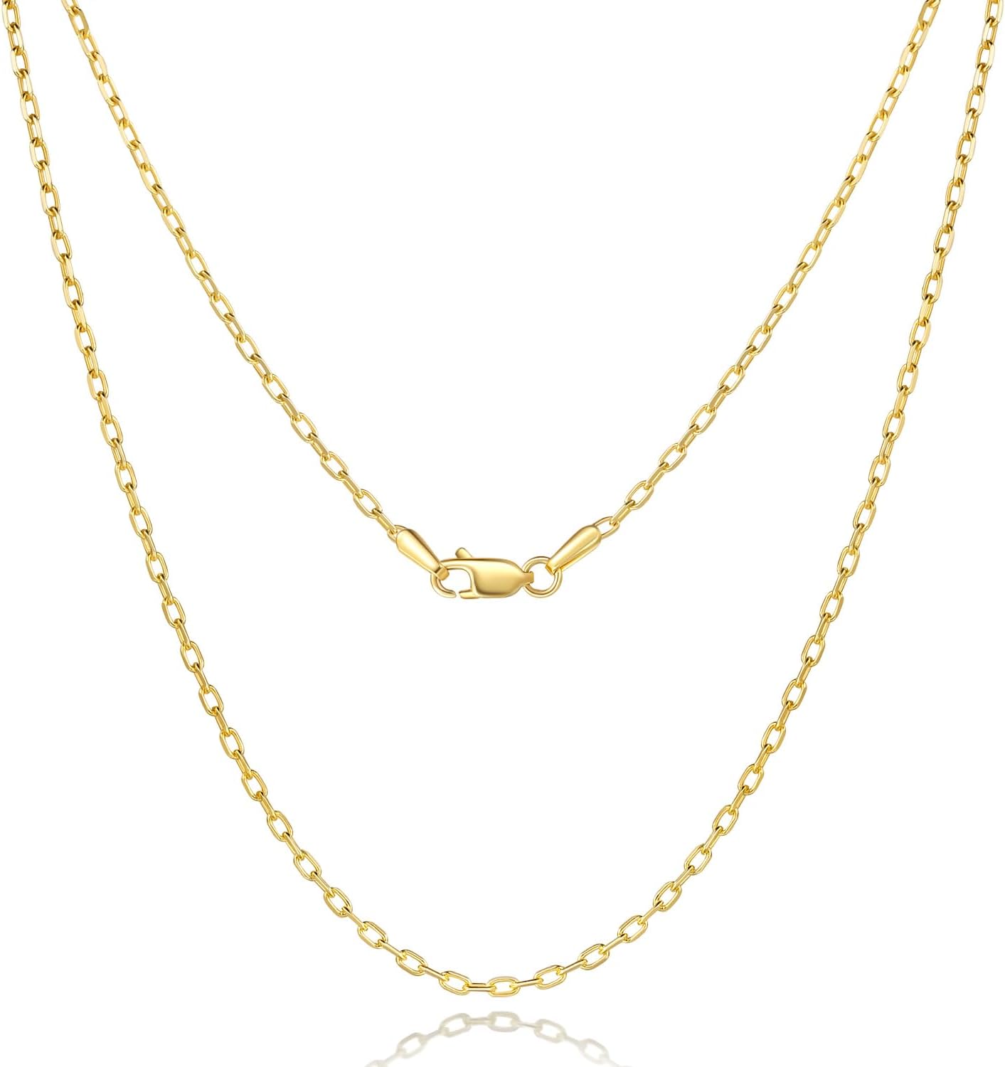 14K Gold Chain for Women 14K Gold Necklaces for Women Trendy 1.7mm Paperclip Necklace for Womens Chains for Men Minimalist Aesthetic with Stylish Look Necklace for Men