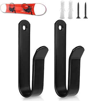 COMNICO Horizontal Snowboard Wall Mount Clips Metal Snowboard Storage Wall Rack snow boards Hanger Support Vertical holder Indoor Skateboard Display Stand for Room Garage