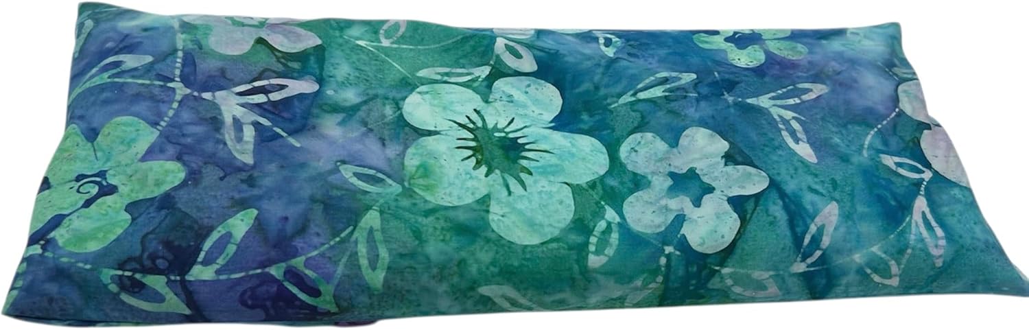 Microwave Heat Pad-Cold Pack-Buckwheat-Flaxseeds-Organic Lavender-Warming Pad-Pain Relief-Back-Neck-Shoulders-Hips-Knees-Cramps-Removable Cotton Batik Cover