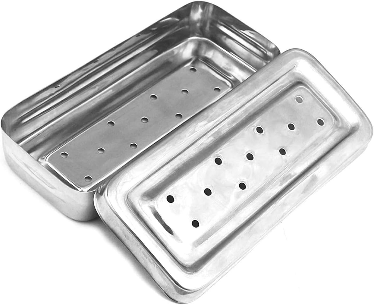 G.S 17x7x3 cm Instruments Box Perforated Stainless Steel Holloware Tray Box : Industrial & Scientific