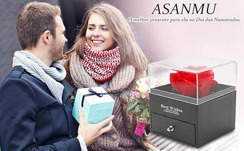 Rosa Eterna, Caixa Rosa Eterna, Caixa de Presente de Joias Flor de Rosa, Presente Mulher, Presente F