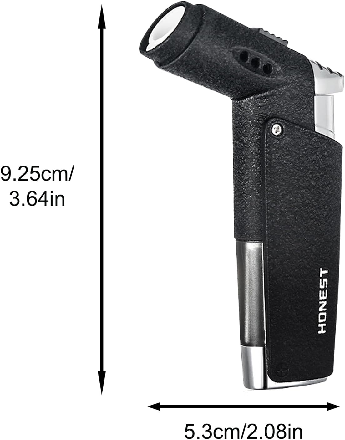 Jet Flame Cigar Lighter Butane Refillable Blow Torch Soft Flame Windproof for Outdoor Cigarette Gift (Excluding Butane) (Black)