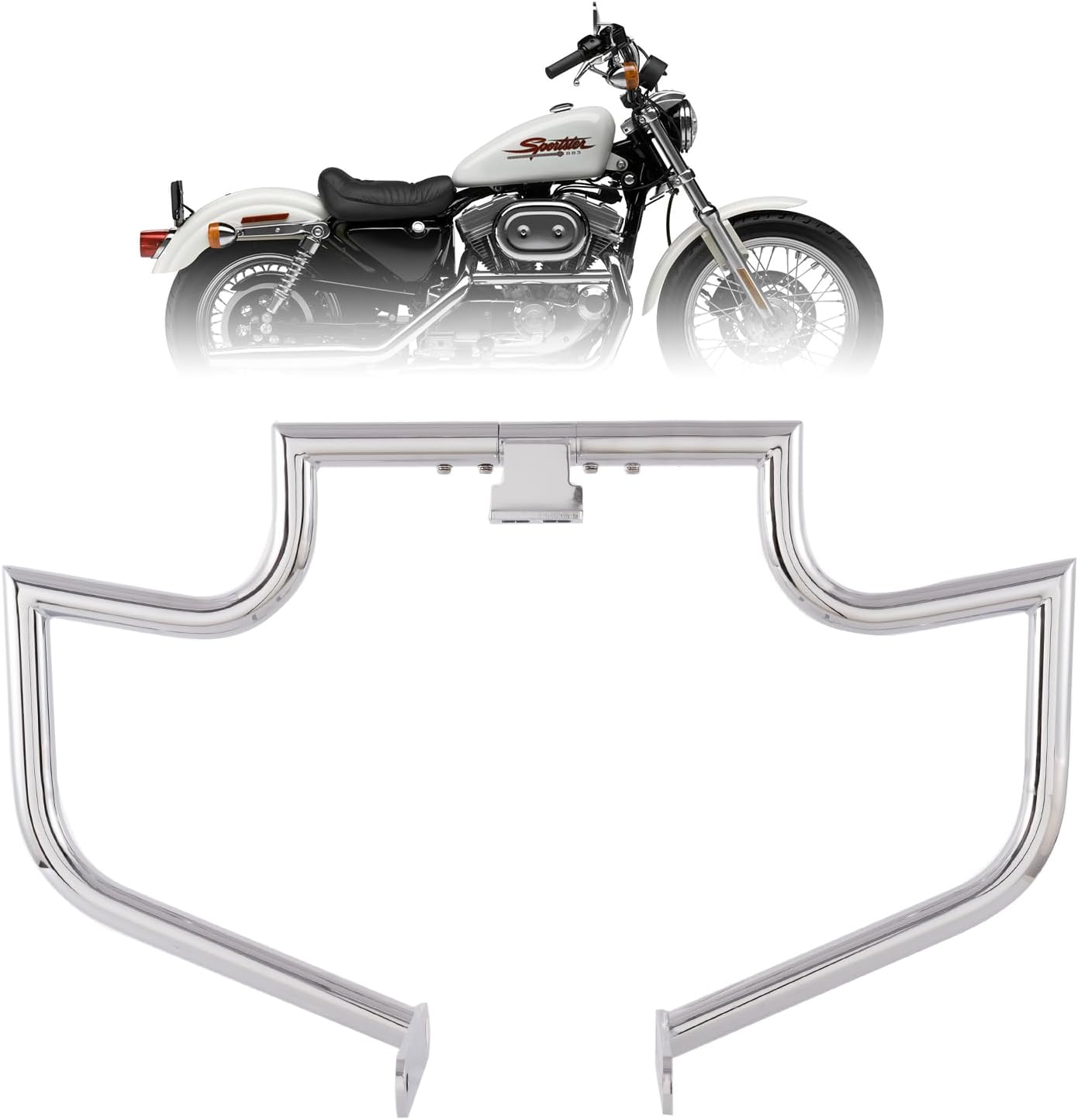 Crash Bar Engine Guard Highway Bar for Harley Sportster XL XLH 883 1100 1200 Custom Deluxe Hugger Sport (Chrome)