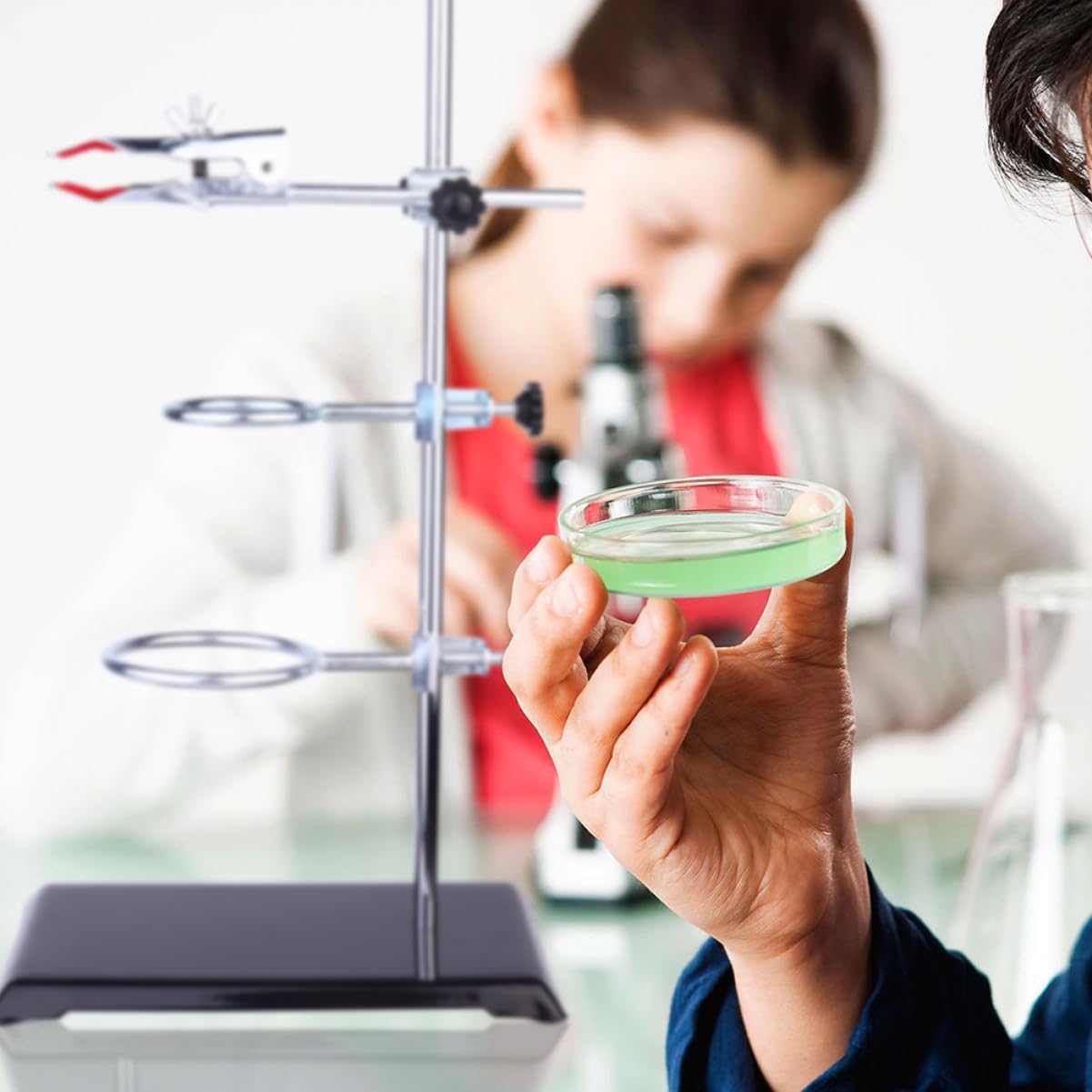 Luxshiny Metall-laborstativ Mit Ringklemme Und Trichterhalter Stabil Für Chemie-experimente Inklusive Reagenzglas-klemmen Und Laborstützringen Für Einfache Montage