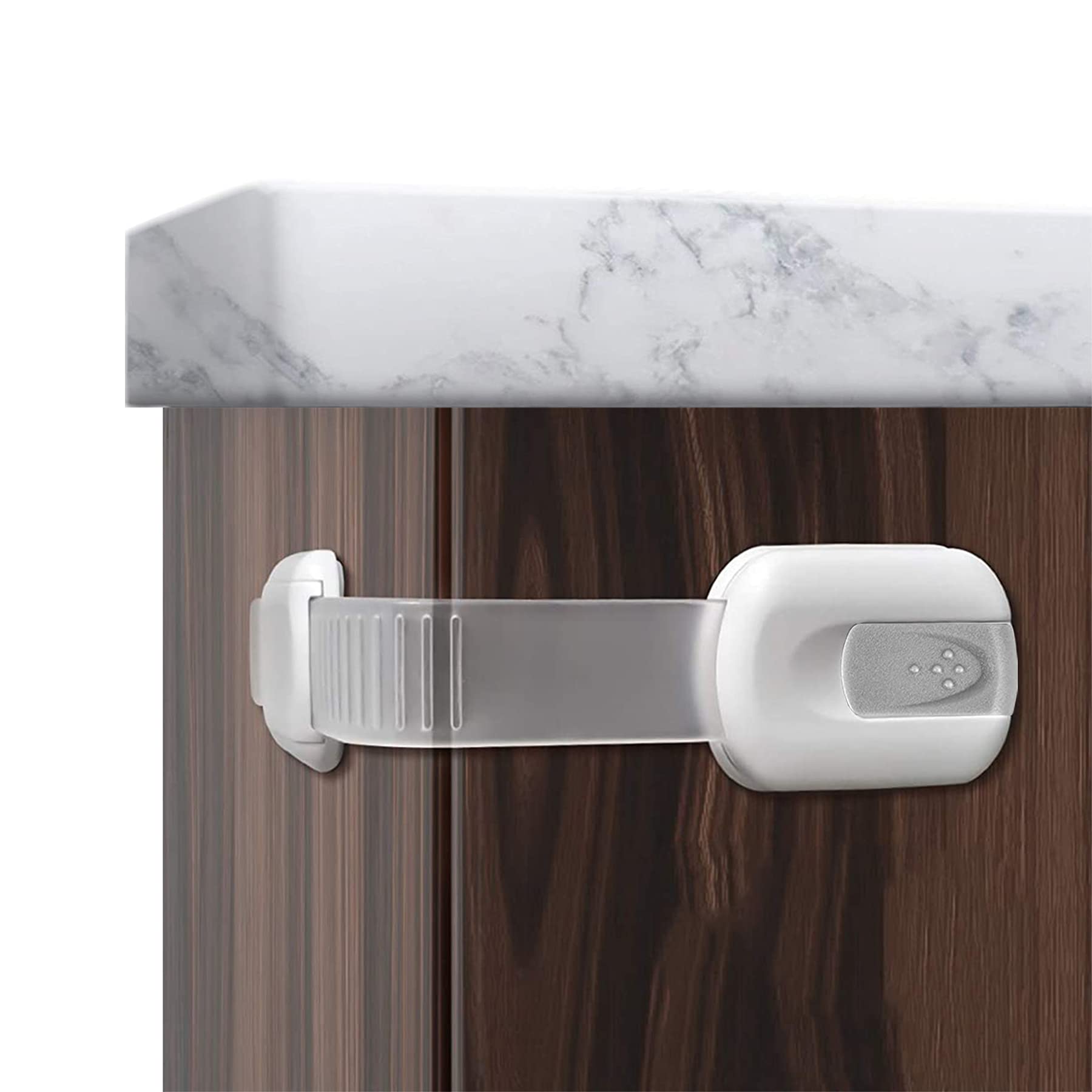 OKEFANChild Safety Cabinet Strap Locks - 12 Pack Baby Proofing Adhesive Latches for Kids Drawer Cupboard Dishwasher Fridge Oven Door No Drill (Grey)