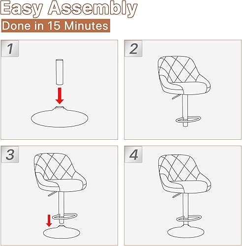 Miniatura 10 de Taburetes de bar giratorios de altura de mostrador ajustable, silla de comedor moderna, taburete alto con respaldo para isla de cocina, gris