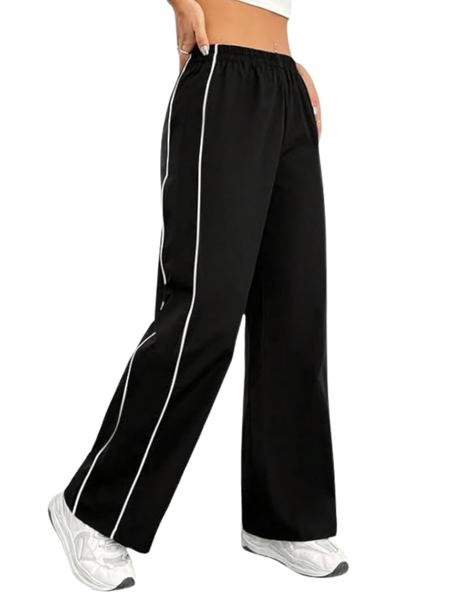 paralians Women’s Straight Fit Polyester Track Pants with Contrast Side Piping | Elastic Waist Comfortable Sports & Casual Wear Bottoms-picture-48