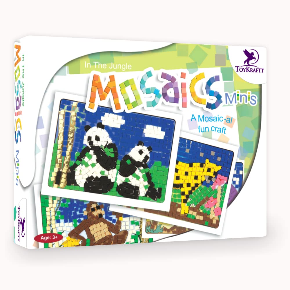 ToyKraft Mosaics Minis in The Jungle (Multicolor) | Mosaics Kit | Mosaic kit for Craft | Creative Art DIY Set | Activity Games |