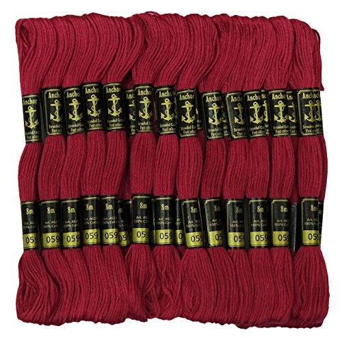 Image of Cross Stitch Hand Embroidery Thread Stranded Cotton Craft Sewing Floss 25 Skeins-Dark Magenta