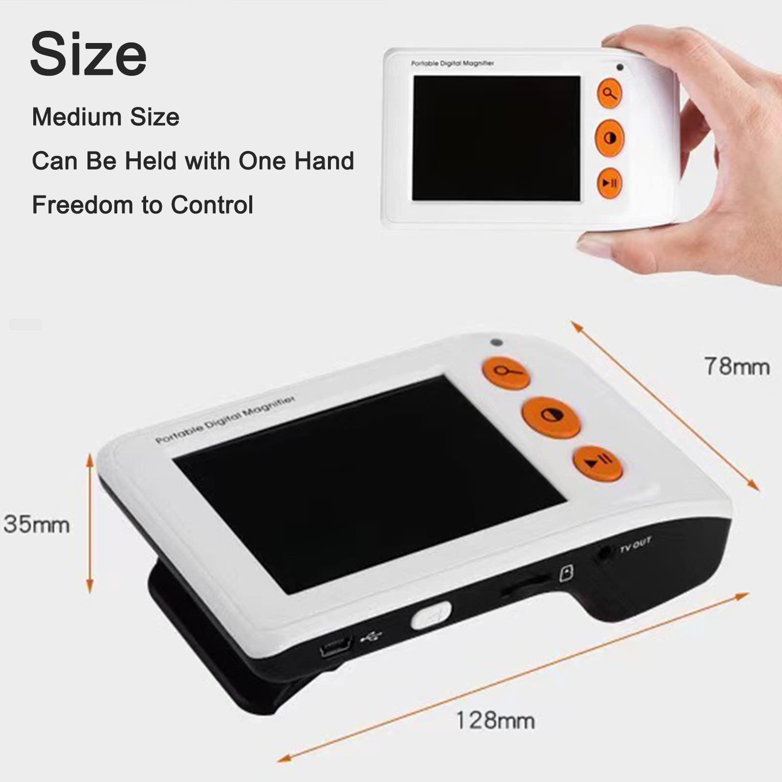 Lupa de 3,5 Pulgadas, portátil, electrónica, para Lectura, Video, Digital, para Personas con Baja visión, Ideal para Leer, Escribir, Ver mapas y Libros. Herramienta Digi