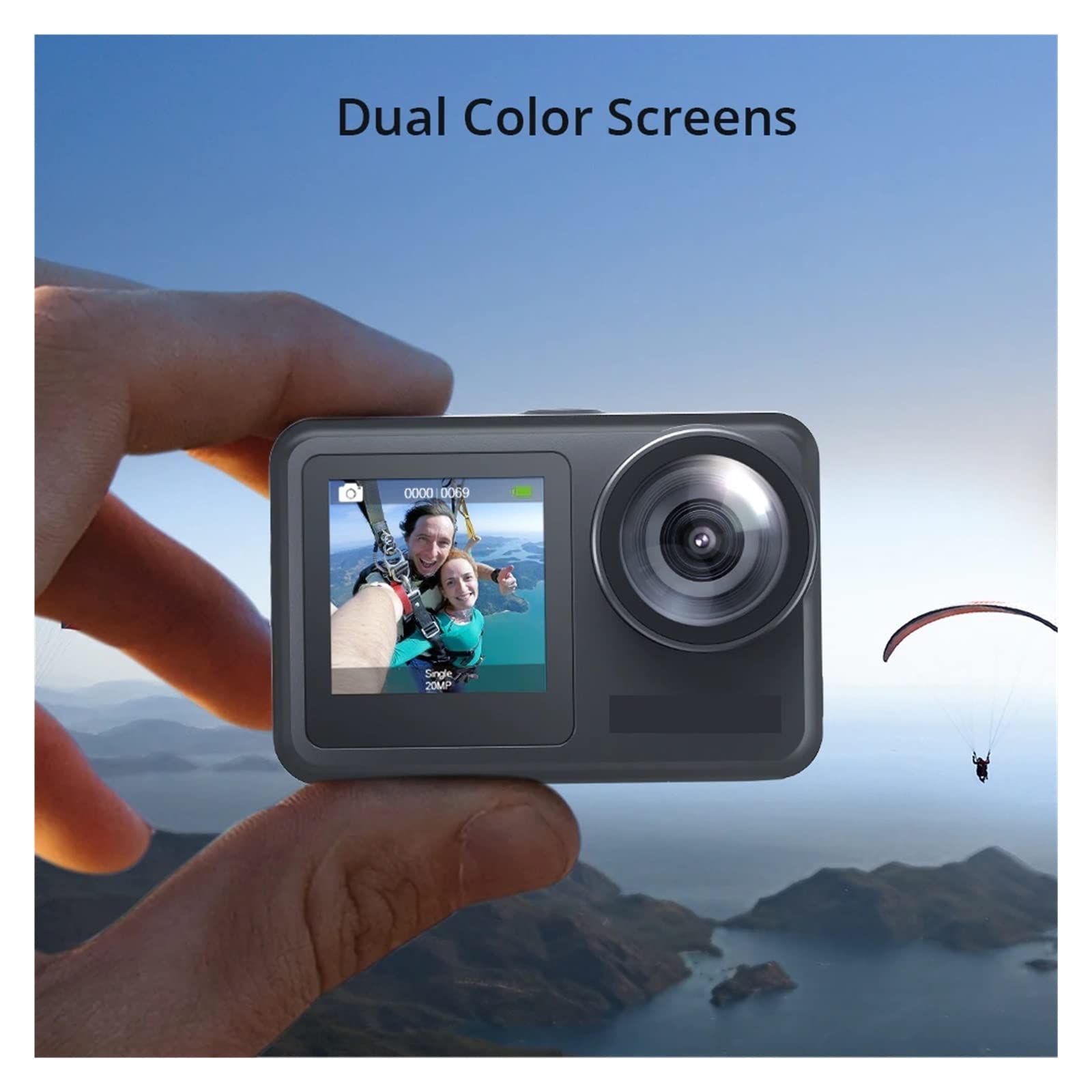 Kamera akcji, HD podwodna kamera akcji 30 klatek na sekundę 20MP 4K sportowa wodoodporna z ekranem dotykowym Vlog EIS 2.0 pilot zdalnego sterowania