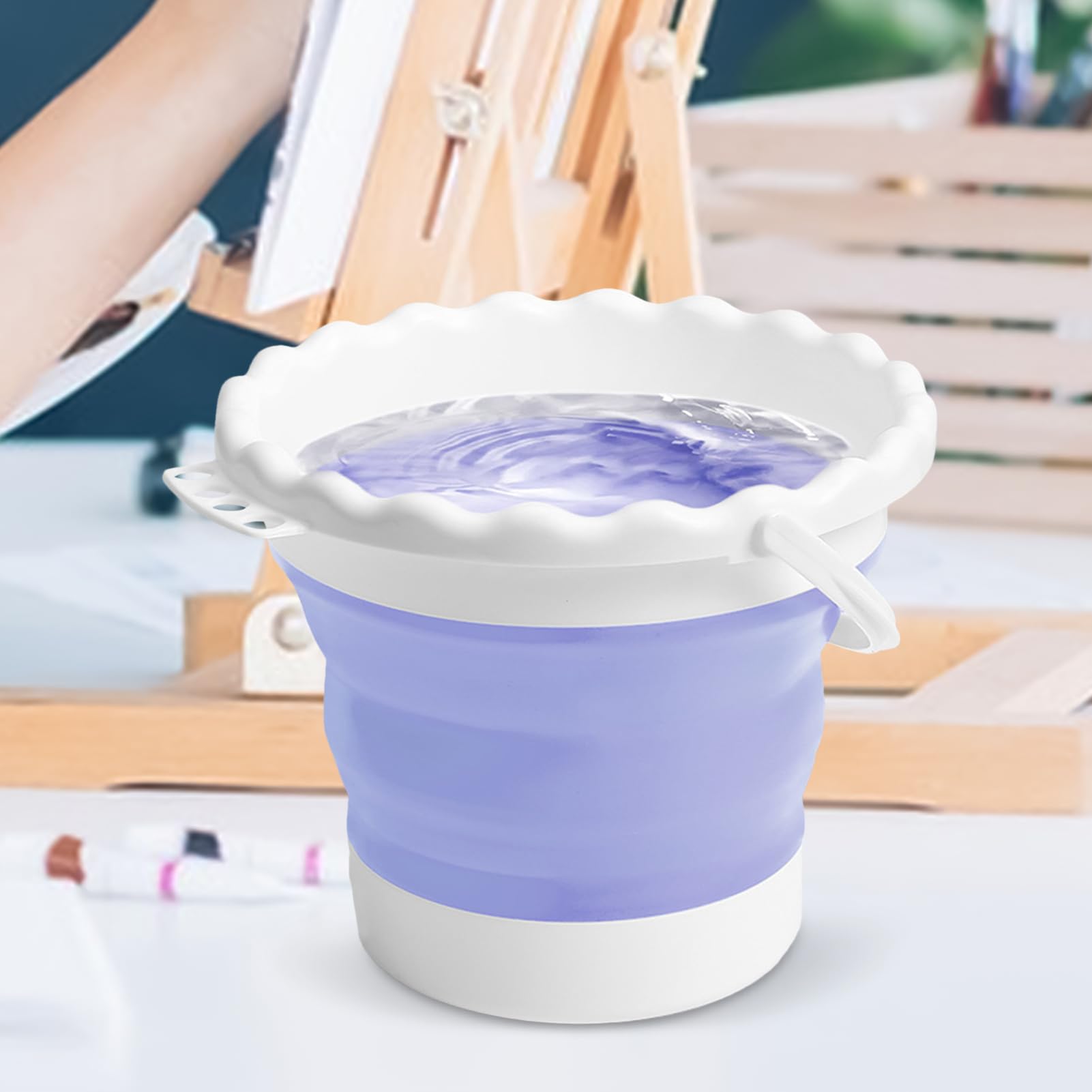 Bicchiere per pulizia pennelli da pittura, supporto portatile per pennelli da risciacquo, design multifunzione 7,87 x 7,87 x 6,3 pollici, accessori per la pittura per una pulizia efficiente in studio