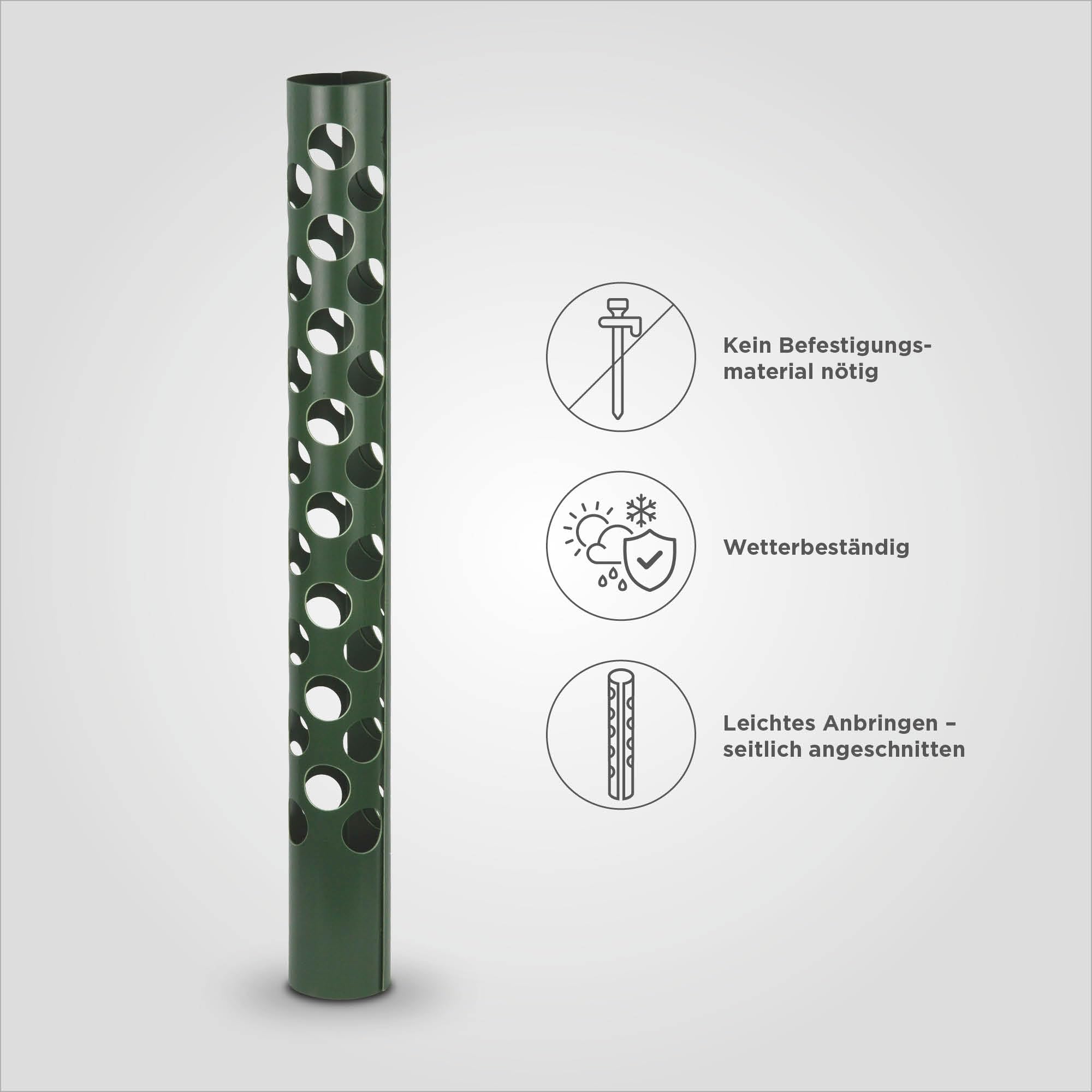blizz-z Baumschutz Wild-Verbiss grün (Höhe 120 cm), Durchmesser: 85 mm (5 Stück) | Stamm-Schutz, Rindenschutz, Vermeidung Wildtier Fraßschäden bei Nadel- und Laubbäumen | Made in Germany