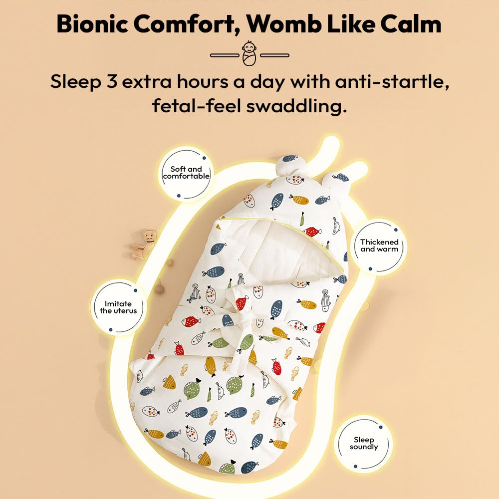 StarAndDaisy Baby Swaddle Wrap for Newborn (0-6 Months) Organic Cotton/Soft & Breathable Baby Swaddler Blanket/Adjustable Infant Sleeping Wrap for Boys & Girls/Multipurpose Baby Wrapper -White - Image 4 thumbnail