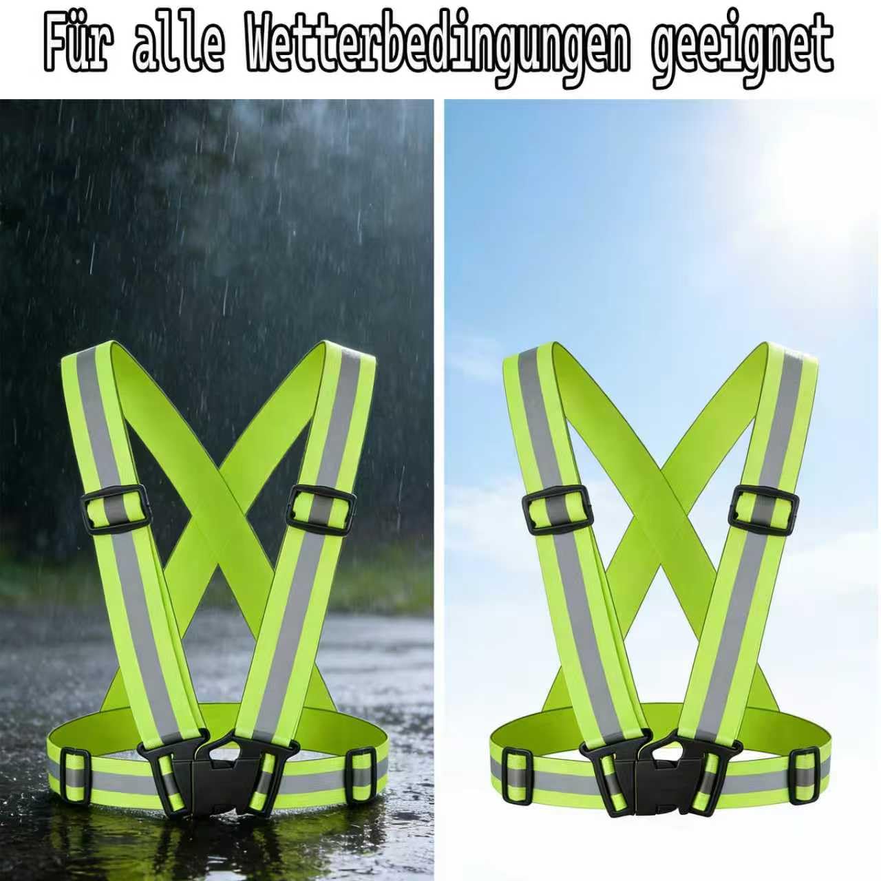 Warnweste Fahrrad 3er Set, Reflektierende Sicherheitsweste Verstellbar | 3 verstellbare Warnwesten mit Reflektorbändern für 360° Sichtbarkeit beim Radfahren, Laufen und Outdoor-Aktivitäten
