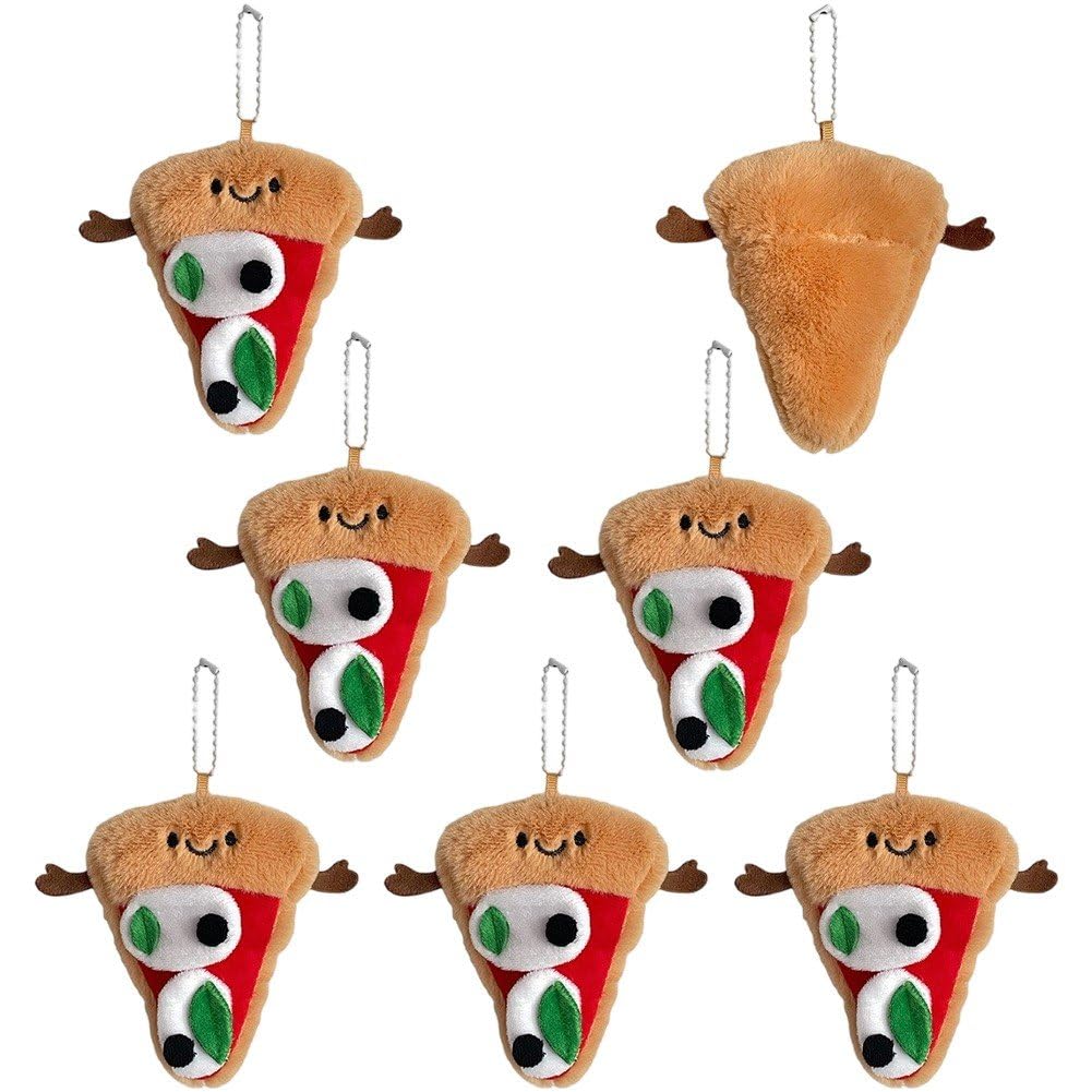 Porte-clés en peluche pizza lot de 7 pour ne plus jamais perdre ses clés