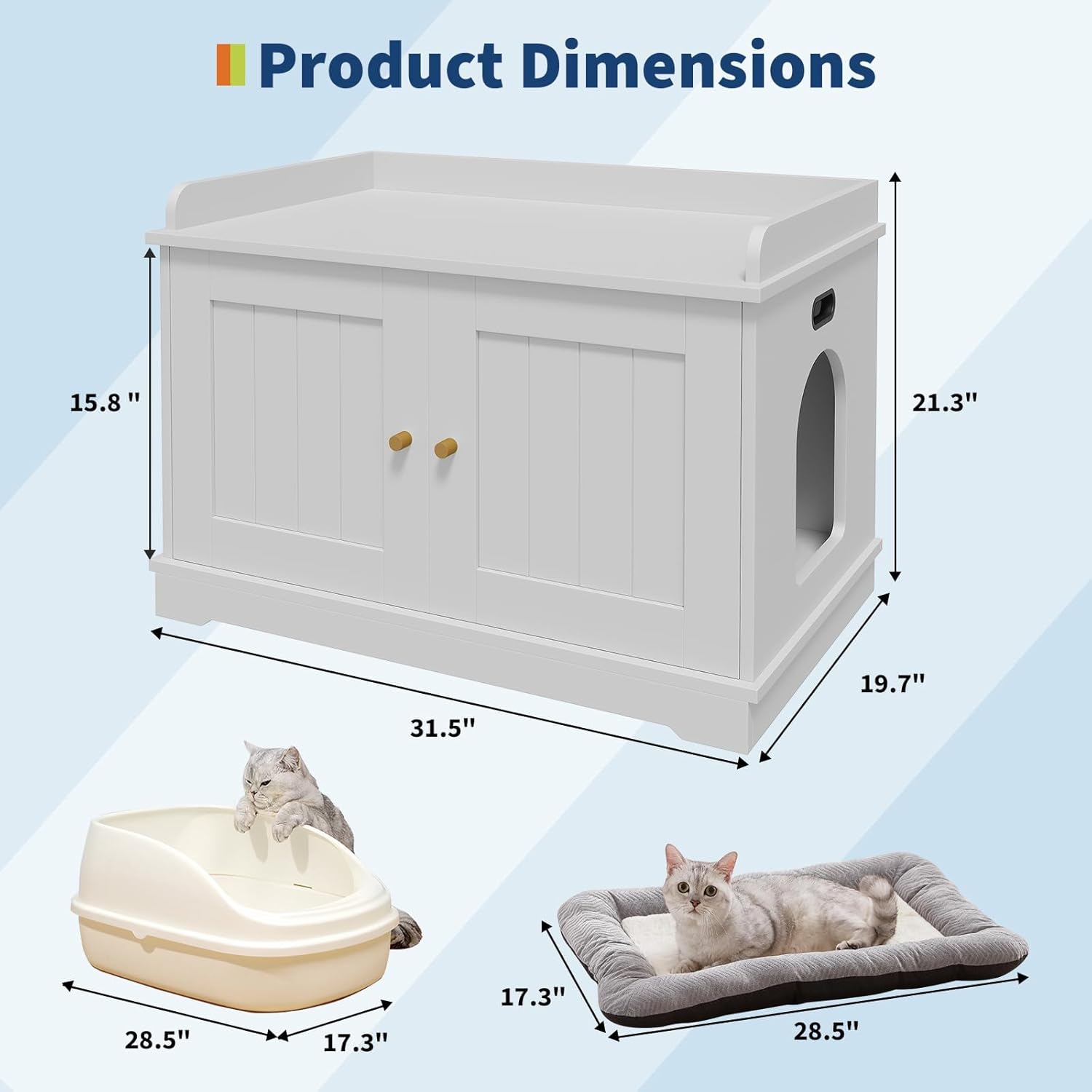 31.5 Inch Wooden Cat Litter Box Enclosures,Hidden Litter Box,Pet House with Barn Door,Large Capacity/Ventilated/Fit Most of Litter Box,for All Kinds of Cats