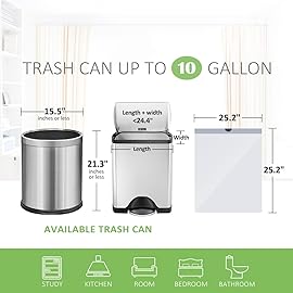 Teivio Drawstring Trash Bags-10 Gallon 120 Counts Medium Kitchen Garbage Bags fit 30-35 Liter Garbage Bin, Large Trash Can Liners for HomeOffice, Light Residential Waste Outdoor Lawn Bags, White