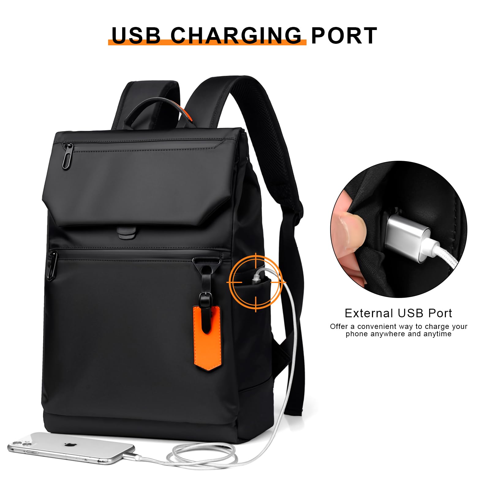 SONARIN Zaino Uomo,Zaino Lavoro Impermeabile Zaino Porta PC 15,6 Pollici Zaino da Viaggio Borsa Casual Zainetti per Laptop con Porta USB per Università Ufficio