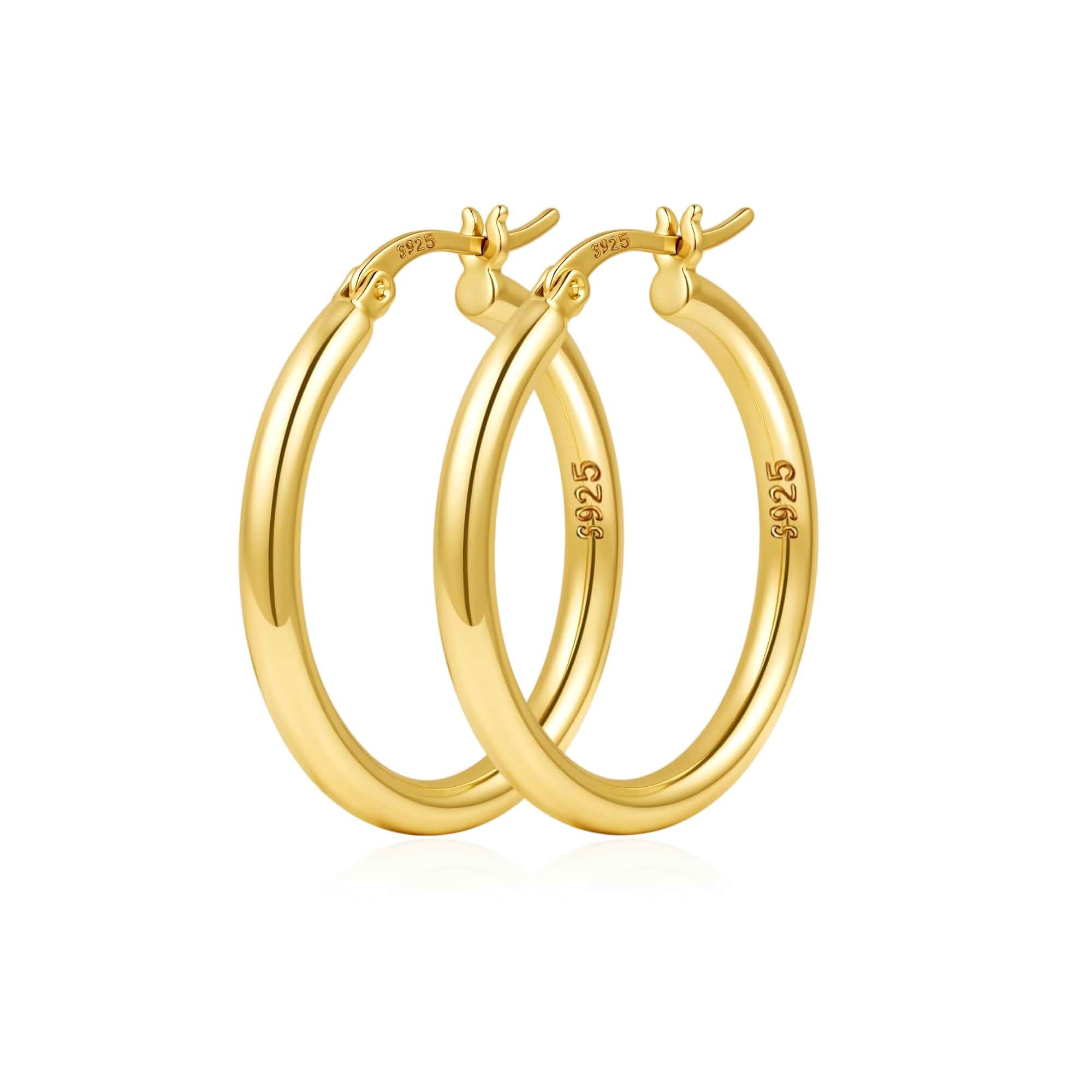 3MM 925 Sterling Silver Hoop Earrings for Women Hypoallergenic 14K Gold Plated Chunky Hoop Earrings,Lightweight Large Big Thin Silver Hoops Earring Jewelry Gift for Her 20/30/40/50/60/70mm