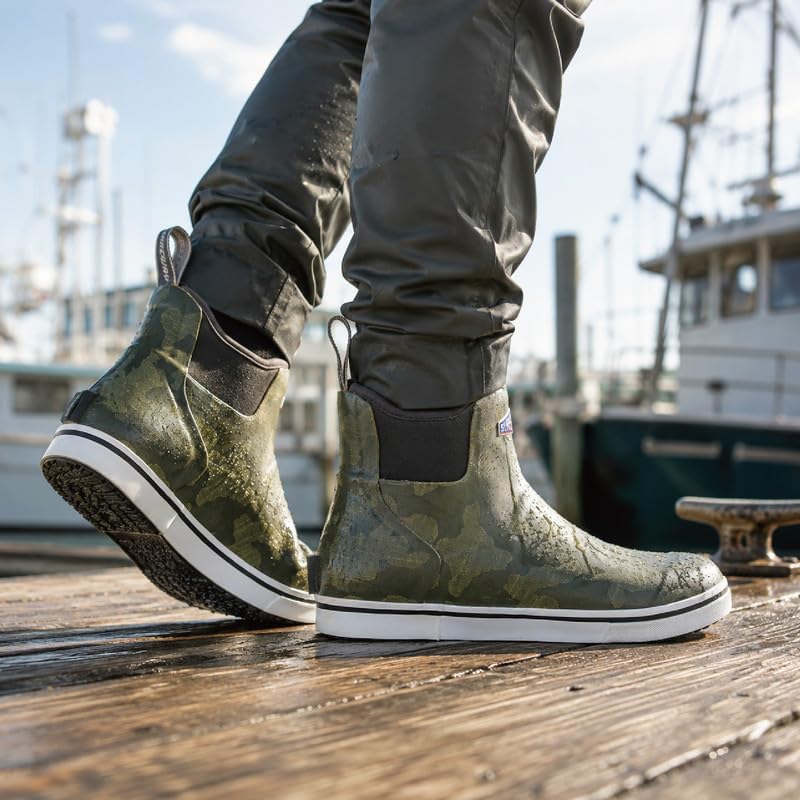Image of SUREWAY Men's Ankle Fishing Deck Boots for Men-Waterproof,Professional Non-Slip Soles for Wet Slippery Surface,Neoprene Rubber Rain Boot /Shoes for Hunting Boating Gardening