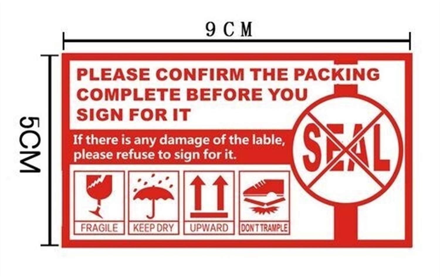 500pcs autocollants FRAGILES Etiquette for poignée de soins d'emballage autocollants d'avertissement 9x5cm