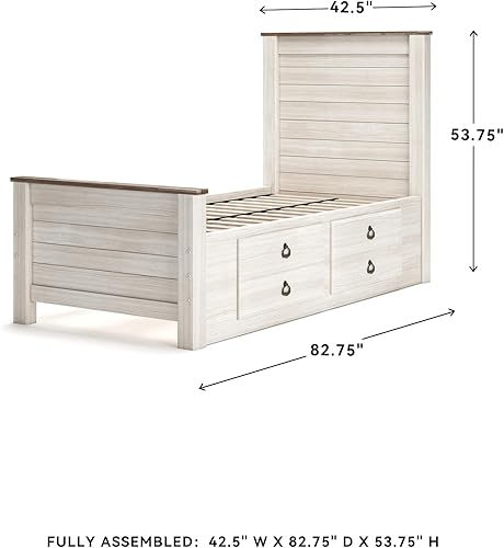 Miniatura 38 de Ashley Furniture Signature Design - Cabecero de panel completo Willowton – Estilo Contemporáneo – Tamaño Queen - Color Blanco.