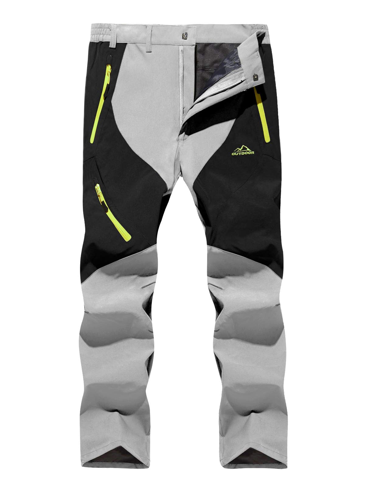 Men's Outdoor Winter Trousers Fleece Softshell Trousers Water-Resistant Hiking Trousers with Zip Pockets