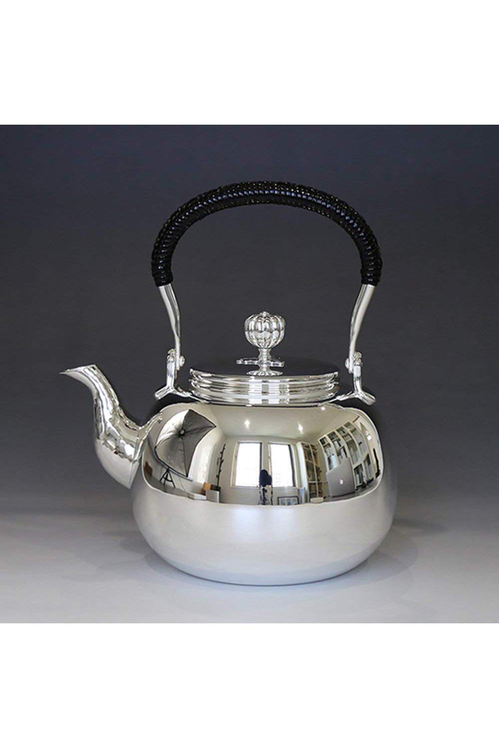 Amazon｜日本製 一守堂 純銀・湯沸し(四合入) 800cc 無地/銀瓶 茶器