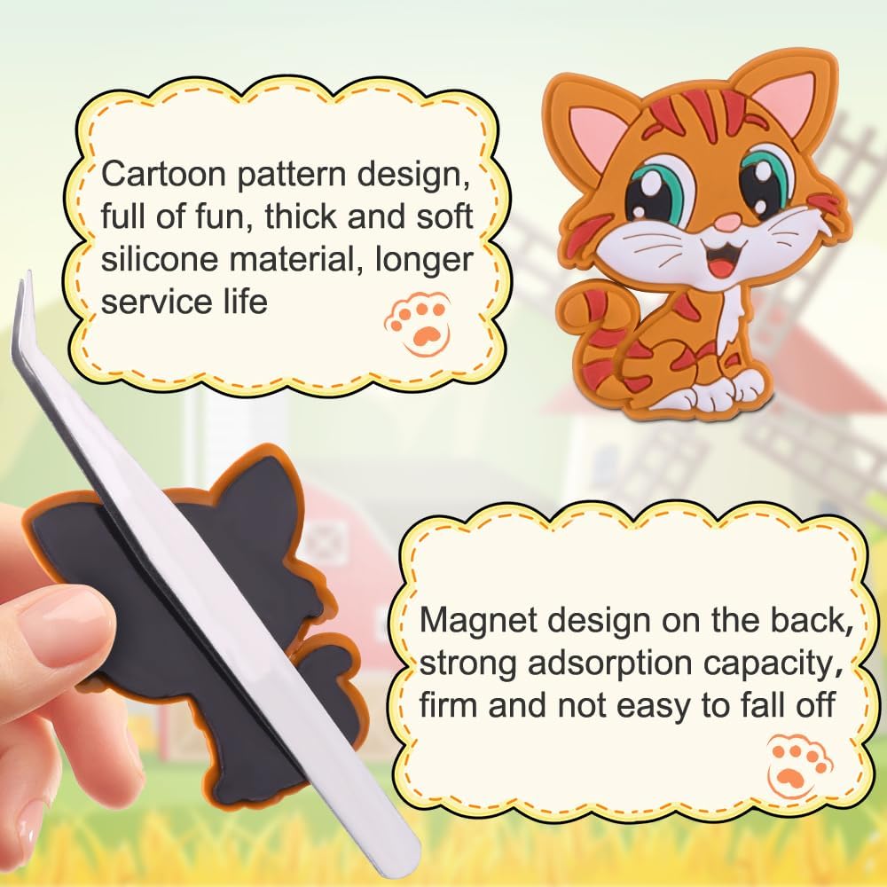 XIMISHOP 12PCS Animal Fridge Magnets for Kids,Cute Cartoon Farm Animals Fridge Refrigerator Magnet for Kids Montessori Educational Fridge Magnets - Image 3