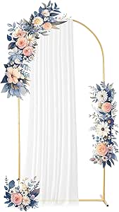 Arco Nuziale In Metallo Dorato - Altezza 2,2 M, Base Stabile, Per Decorazioni Feste, Matrimoni, Compleanni - 2