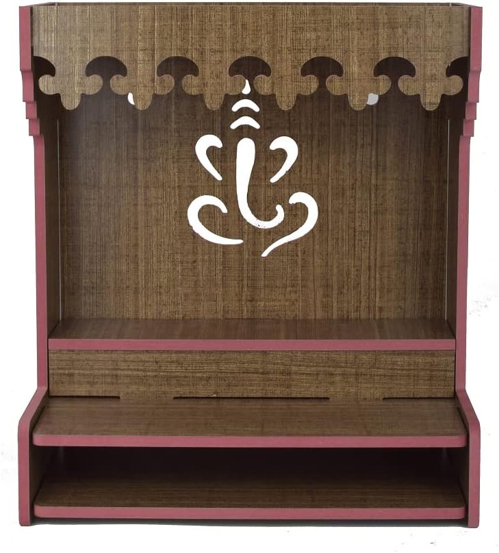 nexat Wooden Door Mandir for Home | MDF Compact Pooja Temple with Doors | Decorative Temple for Office (528)