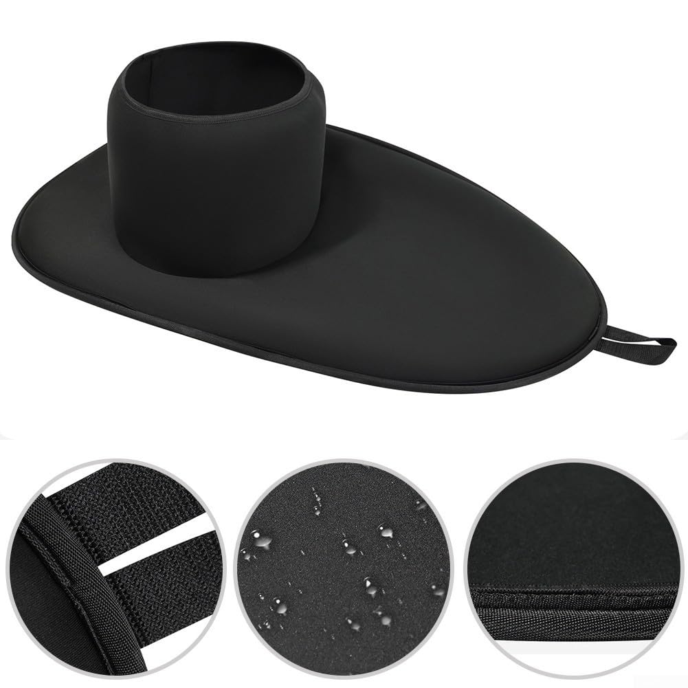 Gonne spray per kayak, impermeabile, copertura in neoprene per canoe pozzetto da 90 x 52 cm, nero