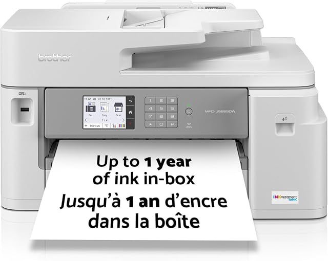 Brother MFC-J5855DW INGVESTISSEMENT A3 Imprimante couleur tout-en-un sans fil avec scanner, photocopieur et fax, 30 ppm Vitesse, 3.5"Ecran de Touch, Connectivité Mobile