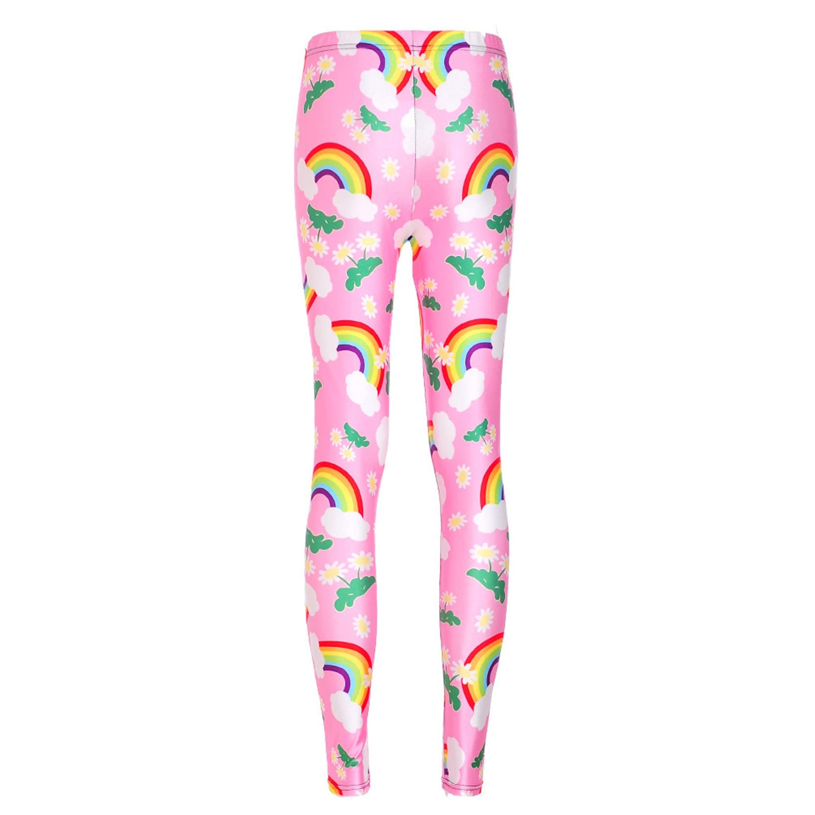 Legginsy damskie Push Up, Women Fashion Rainbow Cloud Flower Prints Yoga Pants 7/8 Length Gym Leggings Skinny Training Trousers Running Exercise Tights rozciągliwe sportowe legginsy do jogi (Color :