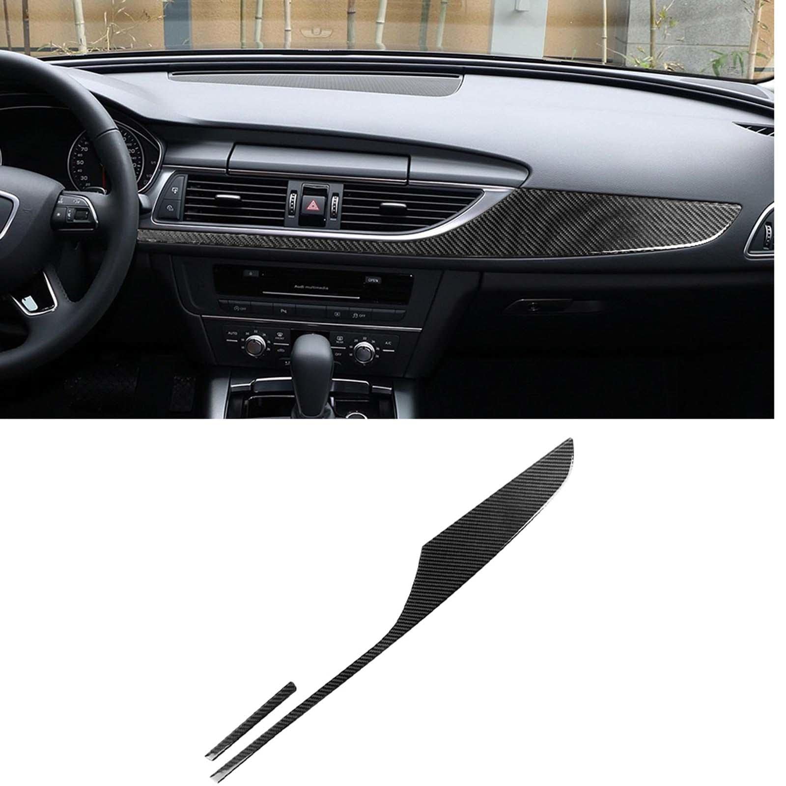 Carbon Fiber Steering Wheel Trim Decoration Sticker For Audi A6 C7 2012-2018 – Black, Smooth