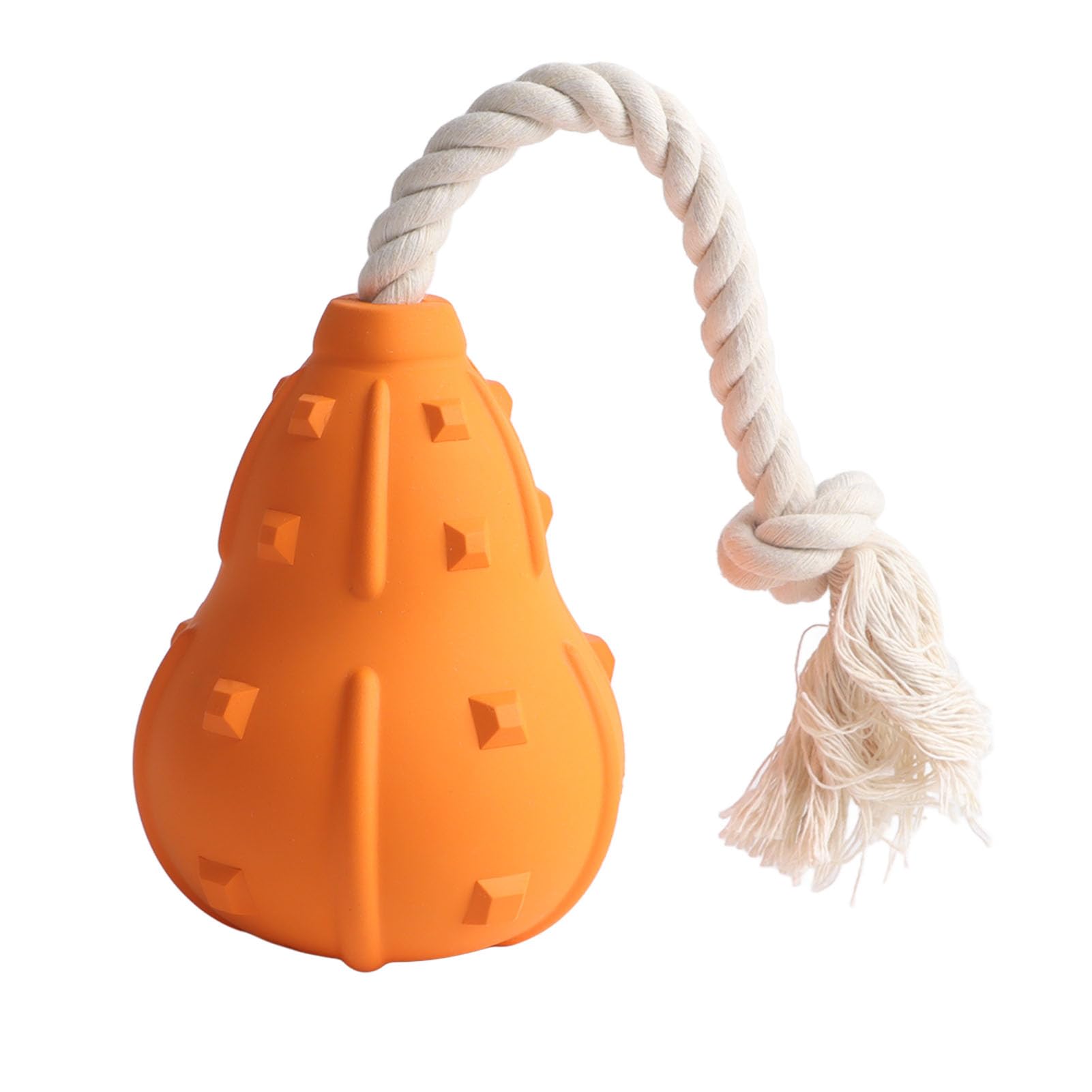 Occupiedpet Pumpkin Chew Toy for Dogs and Cats, Rubber and Cotton Rope Durable Chewing Toy, Interactive Teething and Play Toy for Pets