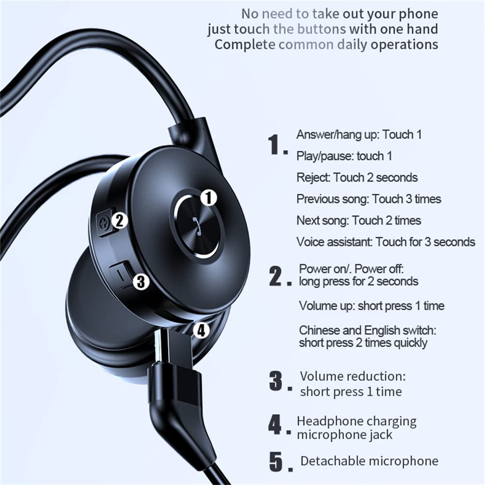 Bezprzewodowe słuchawki do przewodzenia kości, bezprzewodowe zestawy sportów sportowych Bluetooth 5.0, IP5 wodoodporna, do uruchomienia, podróży, biurowca domowego,Red