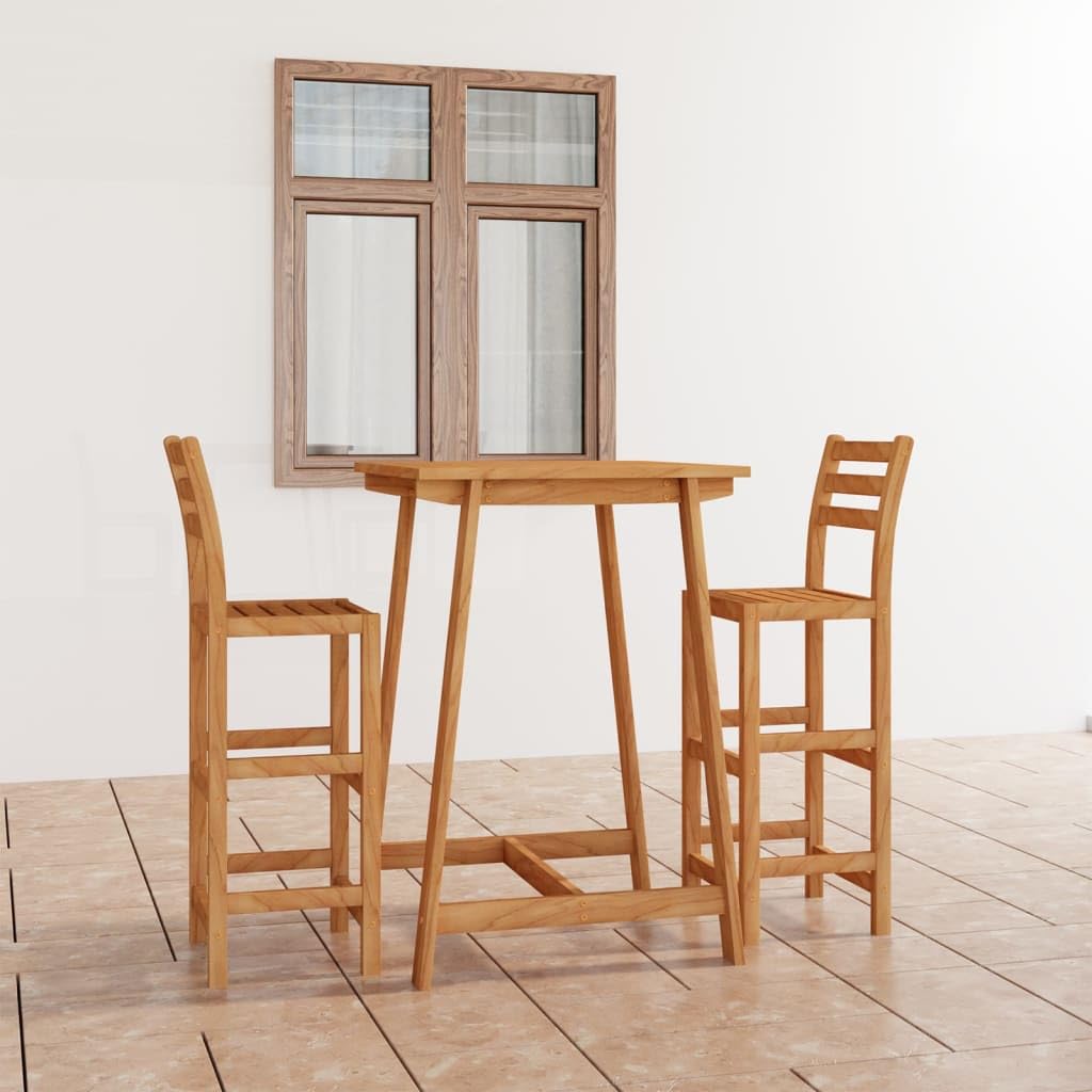 Meubles d'extérieur bar de jardin bois acacia avec table haute balcon et tabourets dossier