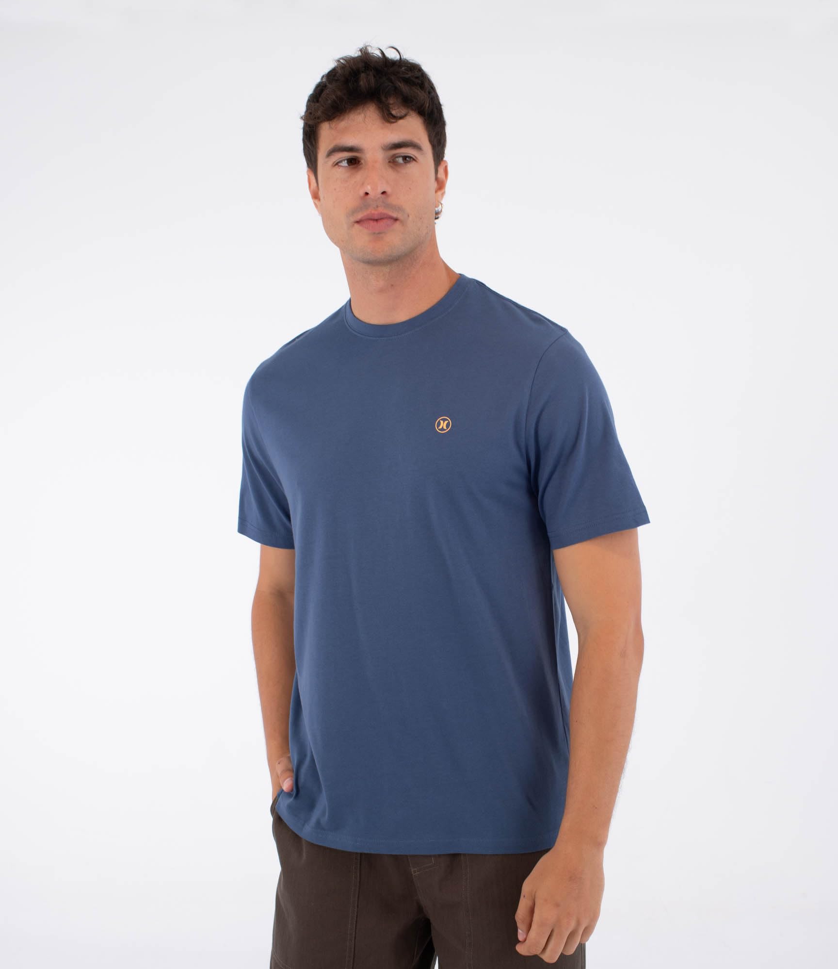 Hurley Mens Short Sleeve Printing Press Icon Circle T-Shirt, Grey, S EU