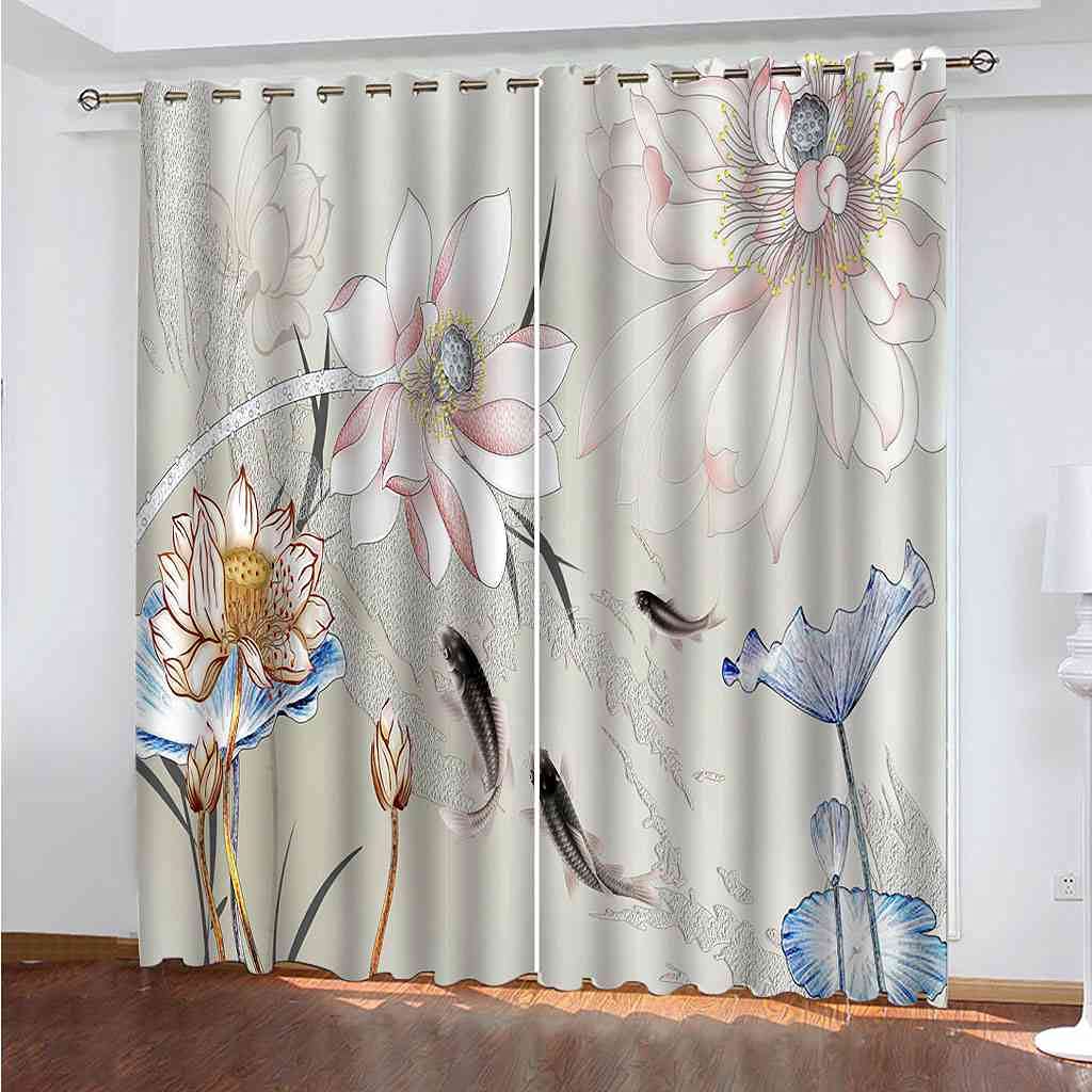 Rideau lotus rose 264x160 pour une chambre d'enfant douce et calme